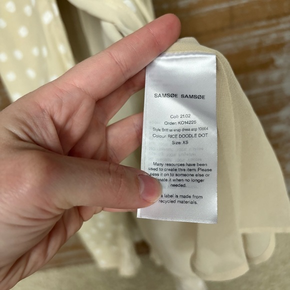 SAMSOE SAMSOE Britt Wrap Dress Rice Doodle Dot Preppy Classic Womens XS - Picture 4 of 6